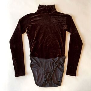 Vintage Brown Mock-Neck Velour Bodysuit